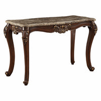23' X 56' X 37' Walnut Wood Marble Sofa Table