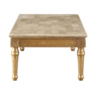 32' X 57' X 20' Marble Antique Gold Wood Coffee Table