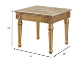 26' X 26' X 24' Marble Antique Gold Wood End Table