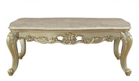 32' X 60' X 20' Marble Antique White Wood PolyResin Coffee Table