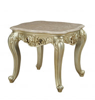 28' X 28' X 24' Marble Antique White Wood PolyResin End Table
