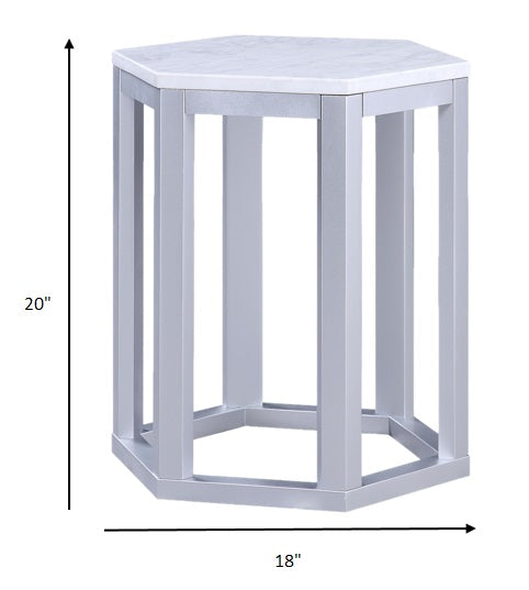 16' X 18' X 20' Silver Marble Wood 2Pc Pk End Table