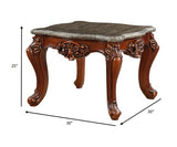 30" X 30" X 25" Marble Walnut Wood End Table