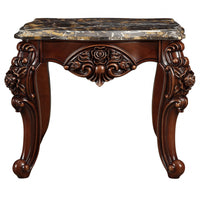 30' X 30' X 25' Marble Walnut Wood End Table