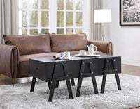 Sleek Black Rectangular Convertible Coffee Table