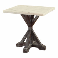 22' X 24' X 23' White Marble Weathered Espresso Wood End Table