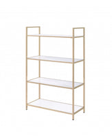 16' X 37' X 60' White High Gloss Gold Metal Wood Bookshelf