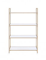 16' X 37' X 60' White High Gloss Gold Metal Wood Bookshelf