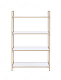 16' X 37' X 60' White High Gloss Gold Metal Wood Bookshelf