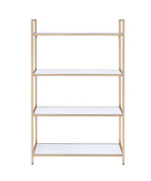 16' X 37' X 60' White High Gloss Gold Metal Wood Bookshelf