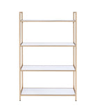 16' X 37' X 60' White High Gloss Gold Metal Wood Bookshelf