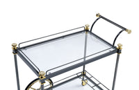 20' X 31' X 31' Black Gold Clear Glass Metal Casters Serving Cart