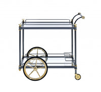 20' X 31' X 31' Black Gold Clear Glass Metal Casters Serving Cart