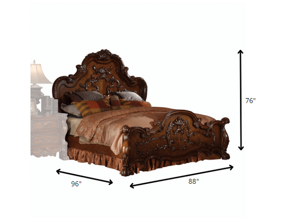 88' X 96' X 76' Cherry Oak Wood Poly Resin California King Bed