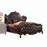 92' X 97' X 76' 2-Tone Dark Brown PU Cherry Oak Wood Poly Resin Upholstery Eastern King Bed