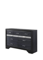 39' Contemporary Black Wood Finish Dresser with 9 Drawers