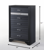 Sleek 51' Black 6 Drawer Chest Dresser