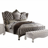 91' X 96' X 75' Velvet Antique Platinum Upholstery Poly Resin Eastern King Bed