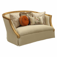 41' X 70' X 38' Fabric Antique Gold Upholstery Wood LegTrim Loveseat w5 Pillows