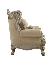 44" X 47" X 50" Upholstery Wood Leg/Trim Chair & 2 Pillows Fabric & Champagne