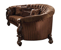 55' X 109' X 39' Brown Velvet Cherry Oak Upholstery Poly Resin Sofa w5 Pillows