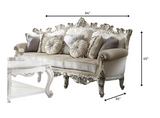 36' X 84' X 45' Fabric Antique Pearl Upholstery Poly-Resin Sofa w7 Pillows