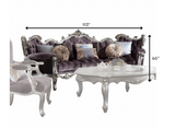 52" X 113" X 46" Velvet Antique Platinum Upholstery Poly-Resin Sofa w8 Pillows