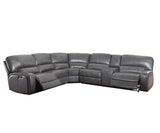 138' X 127' X 41' Gray Leather-Aire Upholstery Metal Reclining Mechanism Sectional Sofa (Power MotionUSB Dock)