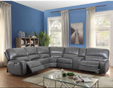 138' X 127' X 41' Gray Leather-Aire Upholstery Metal Reclining Mechanism Sectional Sofa (Power MotionUSB Dock)