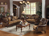37' X 93' X 42' 2-Tone Brown PU Chenille Upholstery Wood Sofa w5 Pillows