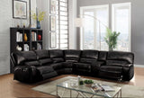 138' X 127' X 41' Black Leather-Aire Upholstery Metal Reclining Mechanism Sectional Sofa (Power MotionUSB Dock)