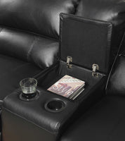 138' X 127' X 41' Black Leather-Aire Upholstery Metal Reclining Mechanism Sectional Sofa (Power MotionUSB Dock)