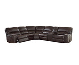 138' X 127' X 41' Espresso Leather-Aire Upholstery Metal Reclining Mechanism Sectional Sofa (Power MotionUSB Dock)