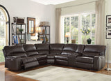 138' X 127' X 41' Espresso Leather-Aire Upholstery Metal Reclining Mechanism Sectional Sofa (Power MotionUSB Dock)