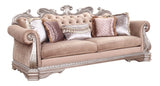 42' X 100' X 42' Velvet Antique Champagne Upholstery PolyResin Sofa w5 Pillows