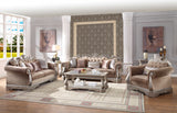 42' X 100' X 42' Velvet Antique Champagne Upholstery PolyResin Sofa w5 Pillows
