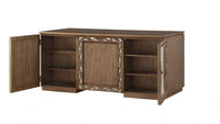32' X 66' X 30' Antique Gold Wood Glass Mirror Executive Desk