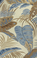 2' x 8' Ivory or Blue Leaves Wool Runner Rug