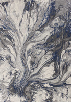 10'x13' Grey Machine Woven Abstract Watercolor Indoor Area Rug