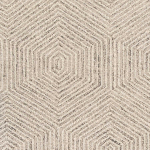 5' x 7' Ivory Geometric Hexagon Wool Indoor Area Rug