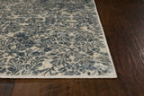 8'x11' Ivory Blue Machine Woven Damask Indoor Area Rug