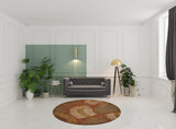7' Round Wool Rust Area Rug