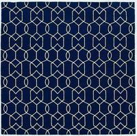 8'x11' Navy Blue Hand Hooked UV Treated Trellis Indoor Outdoor Area Rug