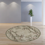 7' Round Wool Ivory  Area Rug