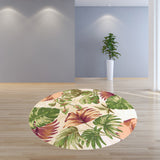 5'x8' Beige Hand Tufted Tropical Leaves Indoor Area Rug