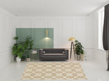 2' x 7' Ivory Diamond Tiles Wool Runner Rug