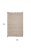 5' x 8' Natural Plain Wool Indoor Area Rug with Fringe