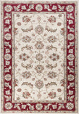 8' Ivory Red Bordered Floral Indoor Runner Rug