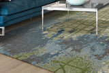 8'x11' Green Blue Machine Woven Abstract Indoor Area Rug