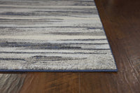 8'x11' Grey Machine Woven Abstract Brushstroke Indoor Area Rug